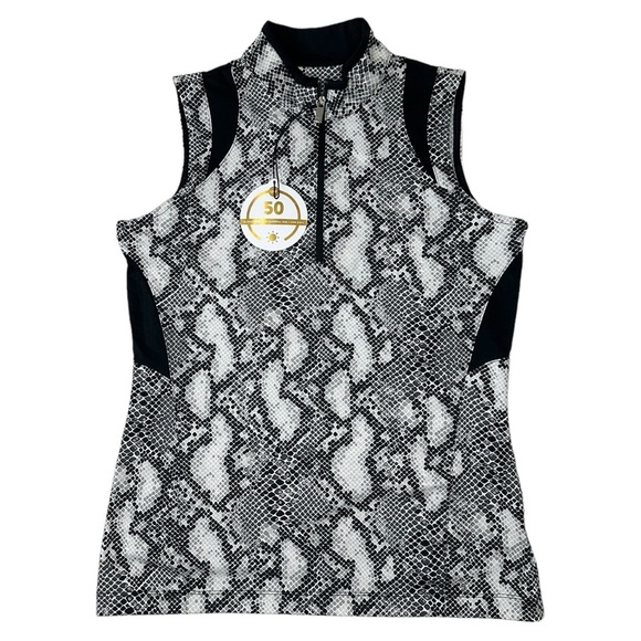 Tail Golf Quarter-Zip Tank UPF 50 Snakeskin Black and White Size Small NWT - Picture 9 of 9